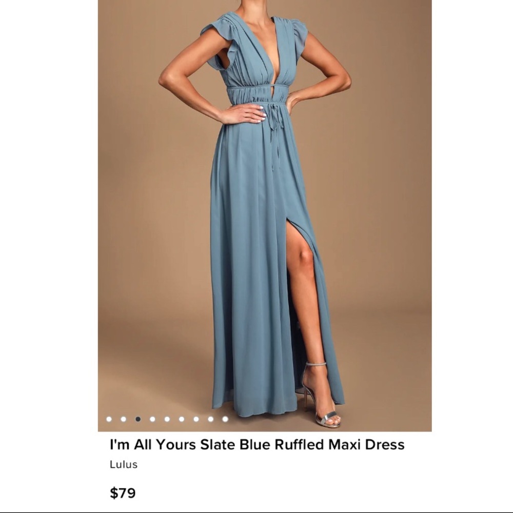 Lulus Slate Blue Ruffled Maxi Dress
